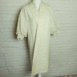 Vintage Classic 1940s Brocade Cream Flared Swing Coat with Gibson Half Sleeves